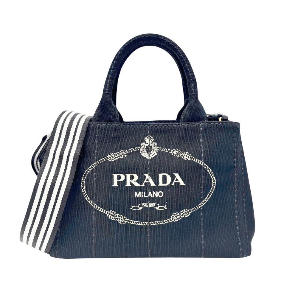 Prada Canapa Canvas Bag Daily 2Way Shoulder Bag Black